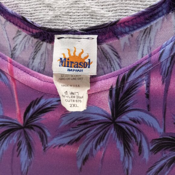 Mirasol Tank Style Mini Dress Or Tunic Top Colorful Palm Trees 2XL (T-391) - Picture 7 of 12